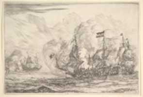 Libreng download Naval Encounter with Three Vessels on the Right, mula sa Naval Battles (Nieuwe Scheeps Batalien), plate 7 libreng larawan o larawan na ie-edit gamit ang GIMP online image editor