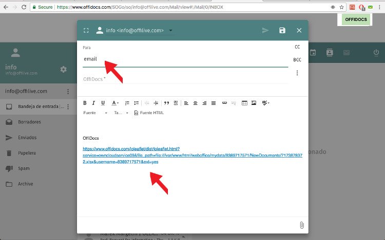 E-mel dengan pautan dokumen OffiDocs