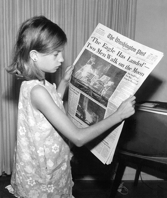 Free download newspaper news read moon landing free picture to be edited with GIMP free online image editor