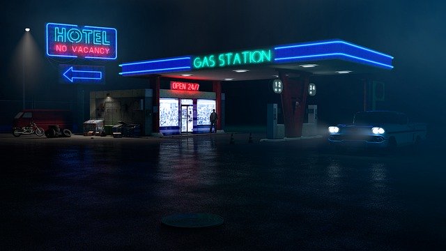 Gratis download nachtverlichting stad donker neon blauw gratis foto om te bewerken met GIMP gratis online afbeeldingseditor