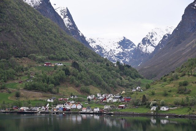 Free download norway fjord mountains snow sea free picture to be edited with GIMP free online image editor
