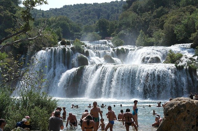 Free download np krka trip waterfall visitors free picture to be edited with GIMP free online image editor
