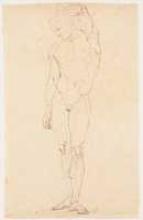 Free download Nude Man Standing with One Arm Raised free photo or picture to be edited with GIMP online image editor