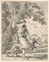 Free download Nymph Holding a Large Dog by the Collar, or La belle chasseresse free photo or picture to be edited with GIMP online image editor