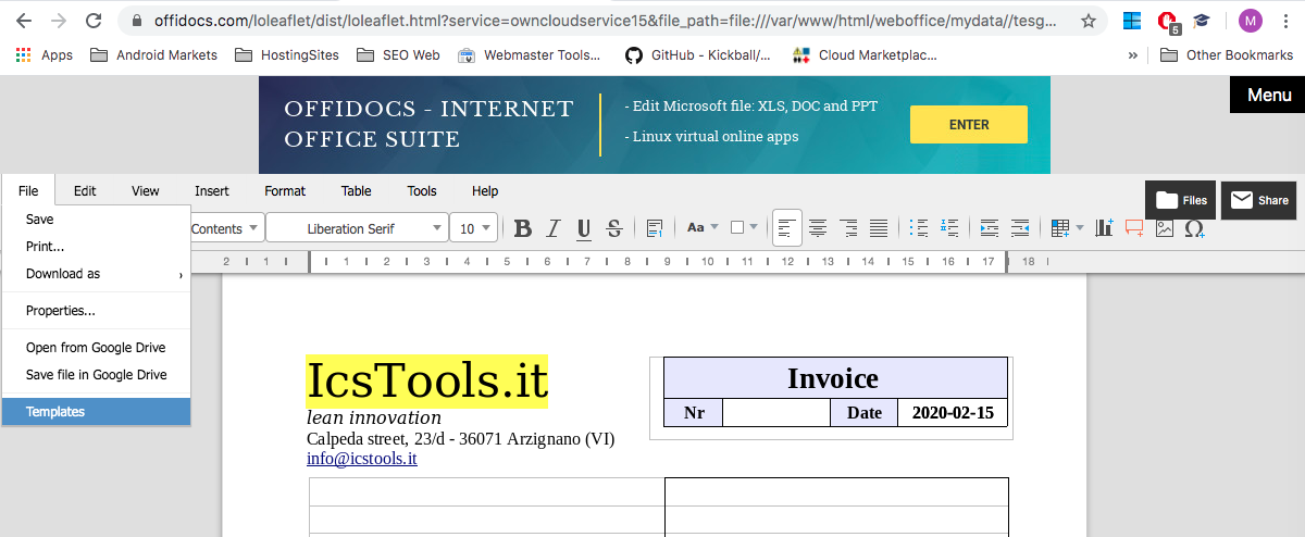 Verwenden Sie Microsoft Word-Vorlagen ve OffiDocs