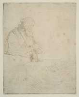 Free download Old Man in Meditation, Leaning on a Book free photo or picture to be edited with GIMP online image editor