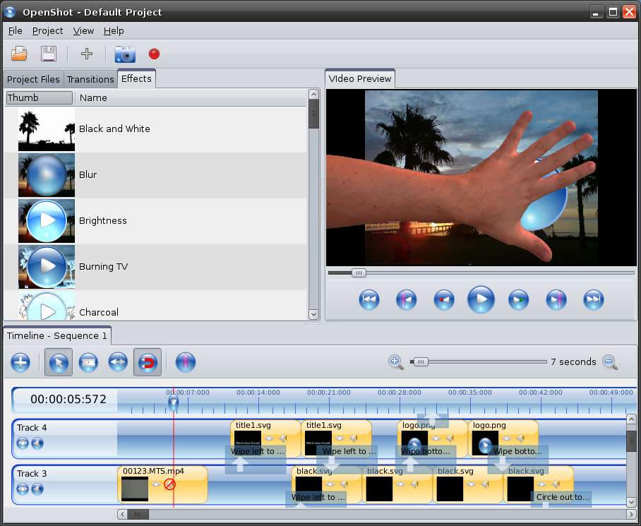 Schermafbeelding van OpenShot video-editor