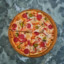 Overhead Shot of Pizza on a Marble Surface  screen for extension Chrome web store in OffiDocs Chromium