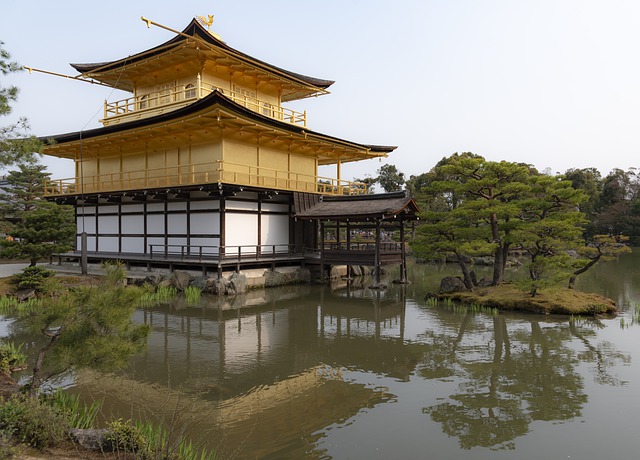 Descargue gratis la imagen gratuita del castillo kinkaku ji del estanque del árbol del palacio para editar con el editor de imágenes en línea gratuito GIMP