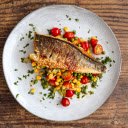 Pan Seared Sea Bass with Summer Vegetable Sauté  screen for extension Chrome web store in OffiDocs Chromium