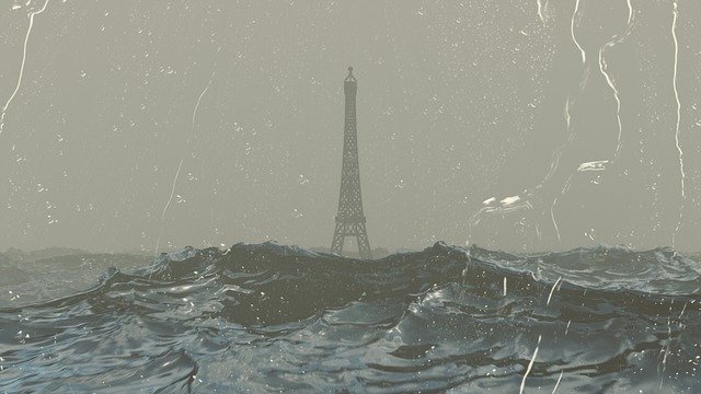 Baixe gratuitamente a imagem gratuita da Torre Eiffel de Paris sobre as mudanças climáticas para ser editada com o editor de imagens on-line gratuito do GIMP