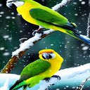 Parrots and white snow wallpaper  screen for extension Chrome web store in OffiDocs Chromium
