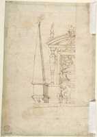 Free download Partial Design for a Tomb with a Seated Male Figure Holding a Shield (recto); Partial Design for a Tomb with a Seated Male Figure, Putti and an Obelisk (verso) free photo or picture to be edited with GIMP online image editor