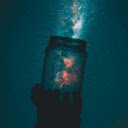 Person Holding Glass Mason Jar Under A Starry Sky  screen for extension Chrome web store in OffiDocs Chromium