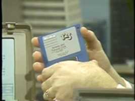 Free download Photo of a Lotus 1-2-3 floppy disk from Portable Computers (Computer Chronicles episode) free photo or picture to be edited with GIMP online image editor