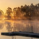 Pier on Lake on Foggy Morning  screen for extension Chrome web store in OffiDocs Chromium