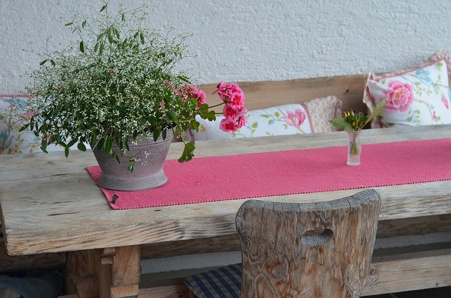 Free download pink flowers table side ays decor free picture to be edited with GIMP free online image editor