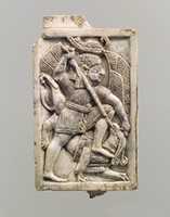Free download Plaque with a figure in an Egyptian-style red crown, slaying a griffin free photo or picture to be edited with GIMP online image editor