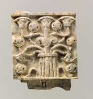 Free download Plaque with a tree of intertwined papyrus and pomegranates; craftsmans mark on the lower tenon free photo or picture to be edited with GIMP online image editor