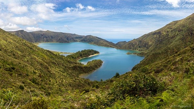 Free download pond lake of fire azores mountain free picture to be edited with GIMP free online image editor