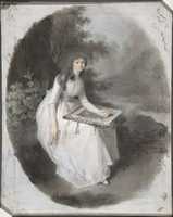 Free download Portrait of a Seated Young Lady Drawing under a Tree free photo or picture to be edited with GIMP online image editor