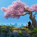 Po the Panda and a Peaceful Moment Under the Cherry Blossom  screen for extension Chrome web store in OffiDocs Chromium