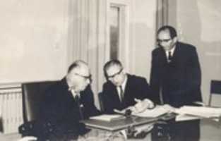 Free download President Cevdet Sunay And Rector Prof. Dr. Mustafa Uluoz 1969 free photo or picture to be edited with GIMP online image editor