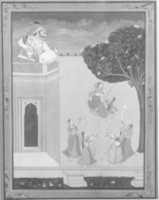 Free download Princely Couple on Balcony Watching Maidens on Swing and Dancers free photo or picture to be edited with GIMP online image editor