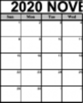Modèle de calendrier imprimable de novembre 2020 à téléchargement gratuit Microsoft Word, Excel ou Powerpoint gratuit à modifier avec LibreOffice en ligne ou OpenOffice Desktop en ligne