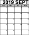 Gratis download Afdrukbare kalender voor september 2019 DOC-, XLS- of PPT-sjabloon die gratis kan worden bewerkt met LibreOffice online of OpenOffice Desktop online