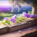 Purple climbing flower window sill wallpaper  screen for extension Chrome web store in OffiDocs Chromium