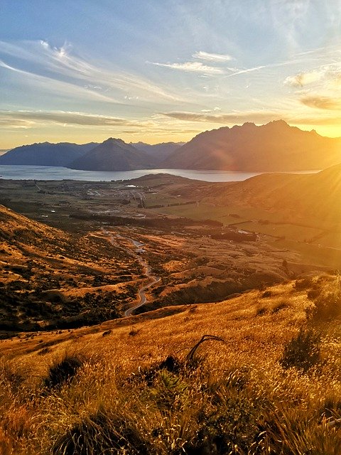 Free download queenstown sunset lake sky free picture to be edited with GIMP free online image editor