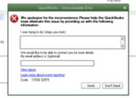 Free download Quick Books Unrecoverable Error Screenshot free photo or picture to be edited with GIMP online image editor