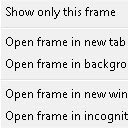 Pantalla del menú contextual "Este marco" para la extensión Chrome web store en OffiDocs Chromium