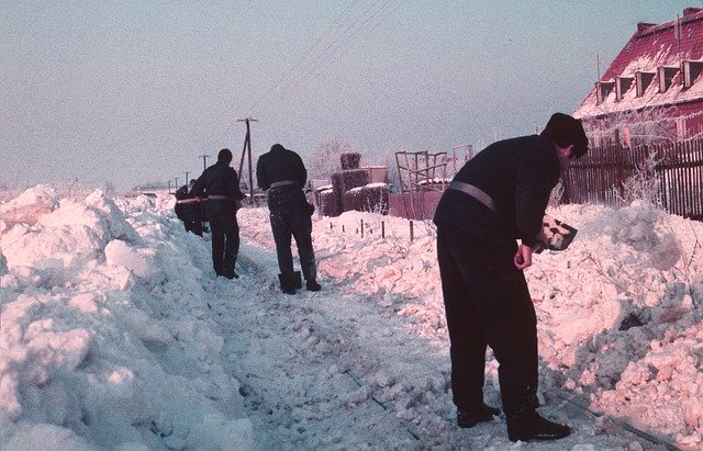 Free download railroad tracks snow winter 1978 79 free picture to be edited with GIMP free online image editor