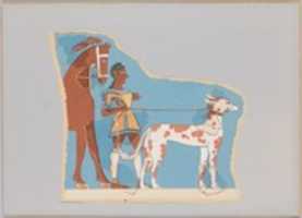 Free download Reproduction of a fresco of a hunter with dog and horse free photo or picture to be edited with GIMP online image editor