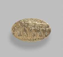 Free download Reproduction of a gold signet ring with a ritual scene free photo or picture to be edited with GIMP online image editor
