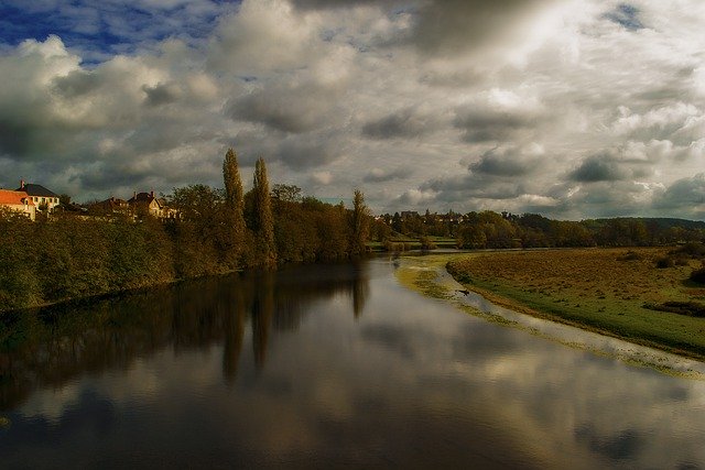 Free download river loire sky fall reflection free picture to be edited with GIMP free online image editor