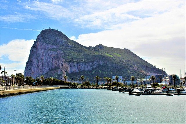 Free download rock of gibraltar port sea yachts free picture to be edited with GIMP free online image editor