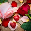 Rose petals and hearts  screen for extension Chrome web store in OffiDocs Chromium