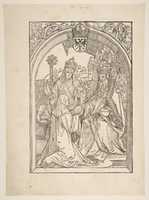 Free download Rosvitha Presenting the Comedies to the Emperor Otto I. illustration from the Opera Hrosvita, 1501 free photo or picture to be edited with GIMP online image editor