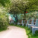 Rows of green park chairs  screen for extension Chrome web store in OffiDocs Chromium