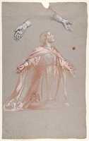 Download gratuito Sainte Clotilde (registro centrale; studio per dipinti murali nella Cappella di Saint Remi, Sainte-Clotilde, Parigi, 1858) foto o immagine gratuita da modificare con l'editor di immagini online GIMP