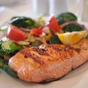 Salmon fillet and salad  screen for extension Chrome web store in OffiDocs Chromium