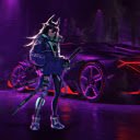 Samurai Anime Girl Neon Cyberpunk Car Live Wallpaper  screen for extension Chrome web store in OffiDocs Chromium