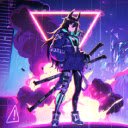 Samurai Anime Girl Neon Live Wallpaper  screen for extension Chrome web store in OffiDocs Chromium