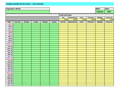 Libreng download ng Scheda Mensile Ore di Lavoro DOC, XLS o PPT template na libreng i-edit gamit ang LibreOffice online o OpenOffice Desktop online