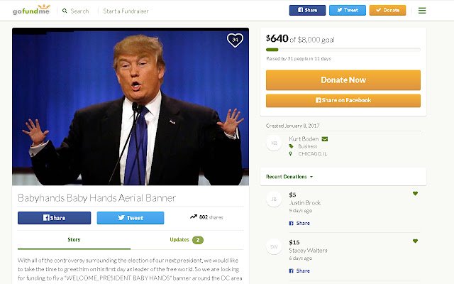 [Trump = Babyhands] ze sklepu internetowego Chrome do uruchomienia z OffiDocs Chromium online