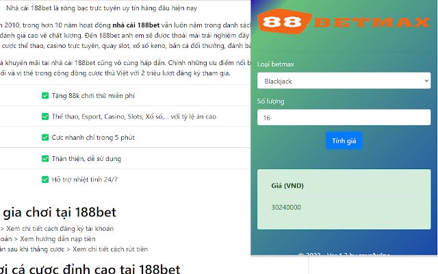 188bet max  from Chrome web store to be run with OffiDocs Chromium online