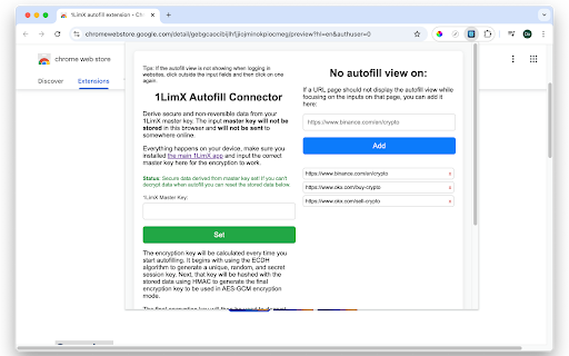 1LimX autofill extension  from Chrome web store to be run with OffiDocs Chromium online